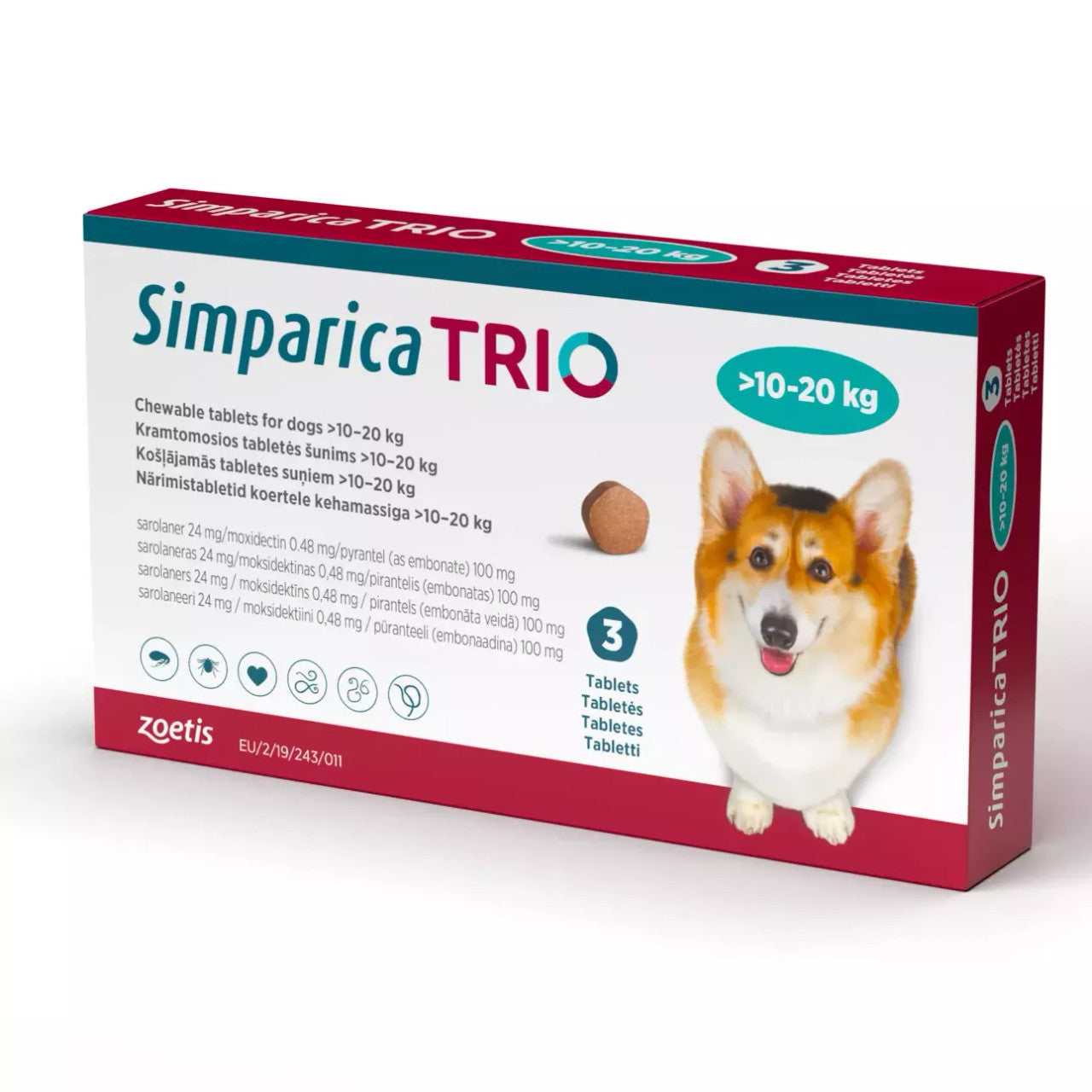 Simparica Trio Flea Tick Heartworm Prevention for Dogs