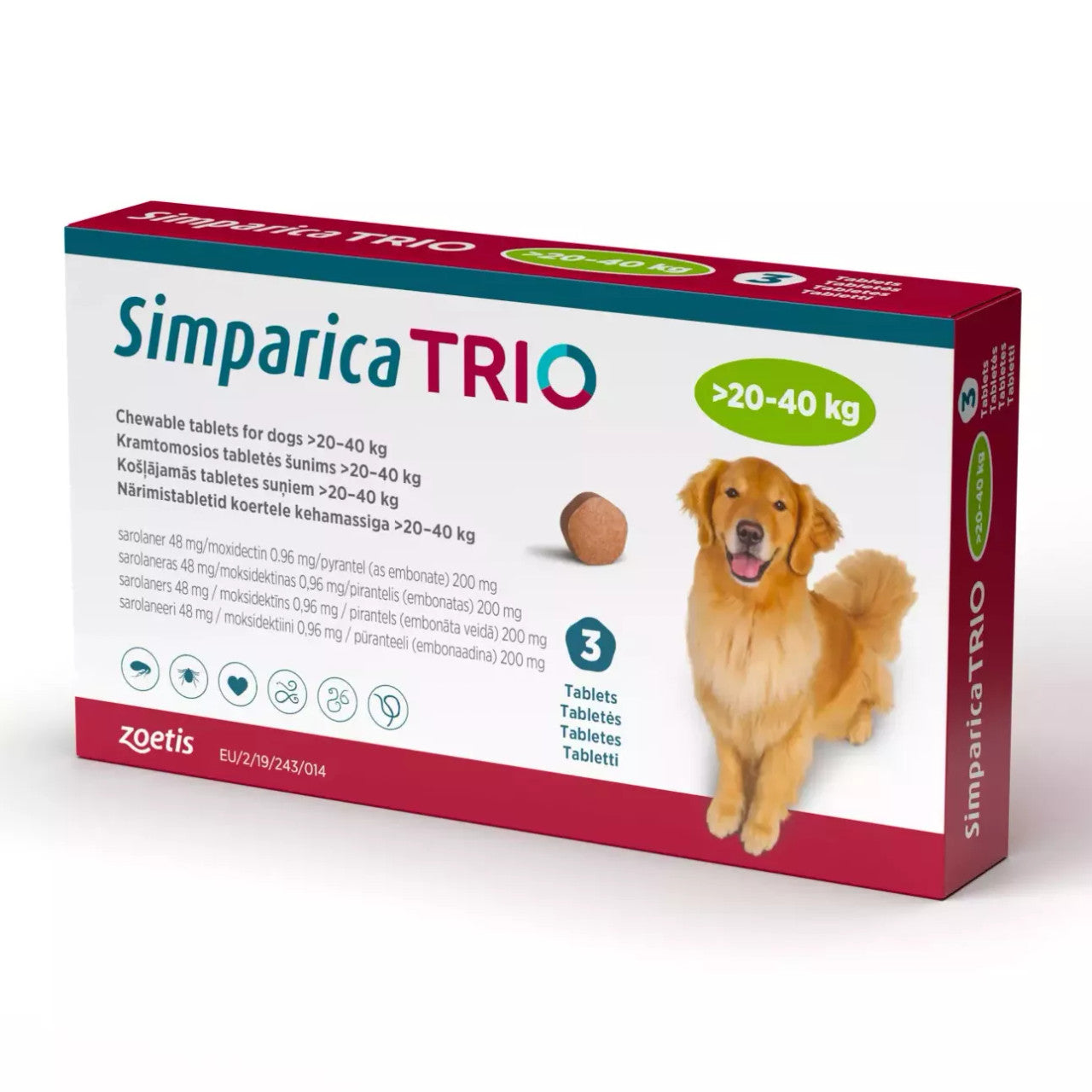 Simparica Trio Flea Tick Heartworm Prevention for Dogs