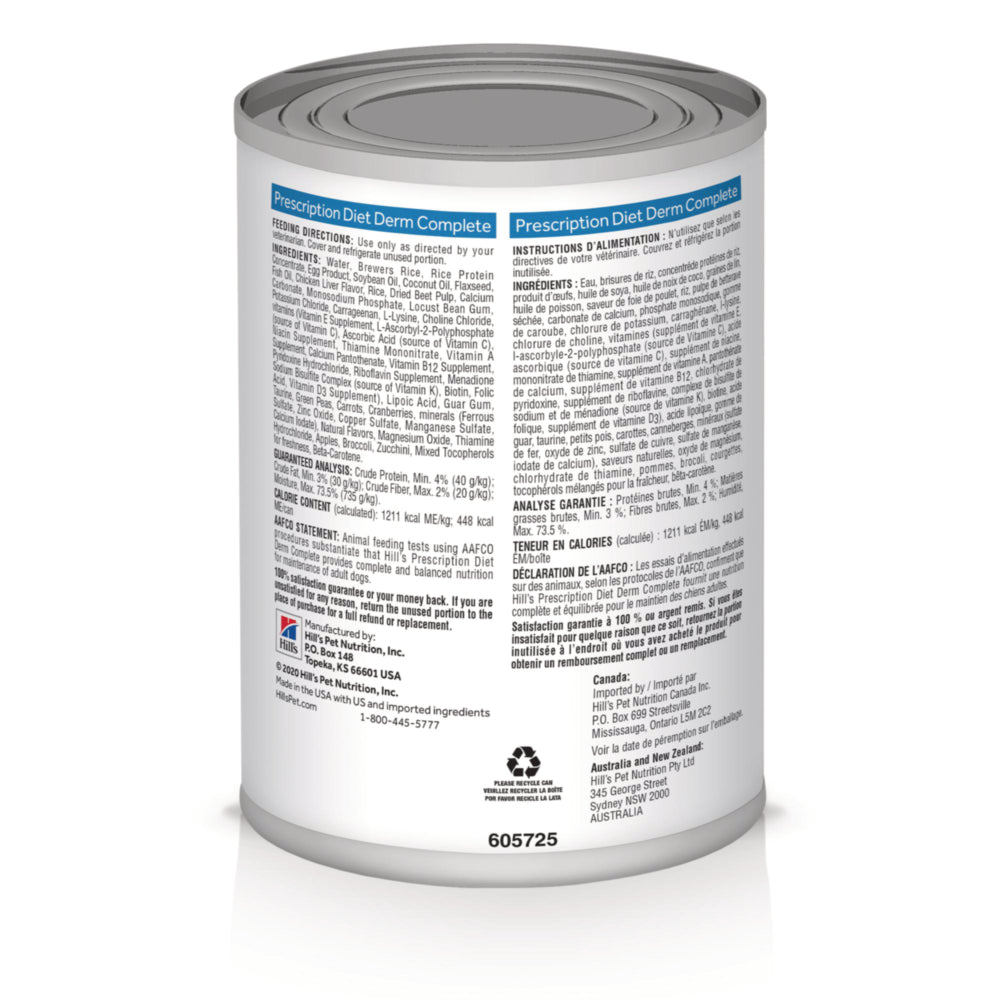 Hill's Prescription Diet Derm Complete Rice & Egg Recipe Wet Dog Food 13oz