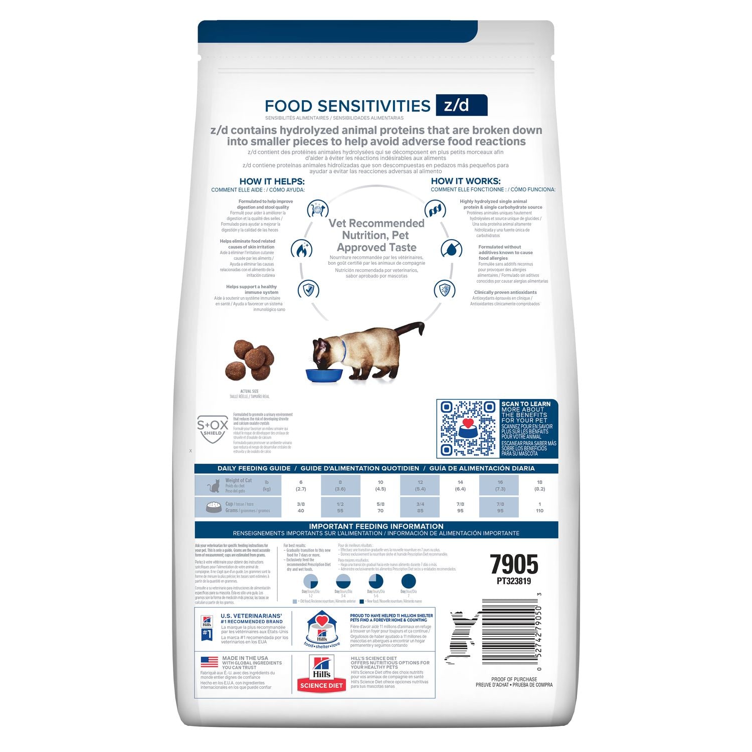 Hill's Prescription Diet z/d Food Sensitivities Cat Food 4lbs