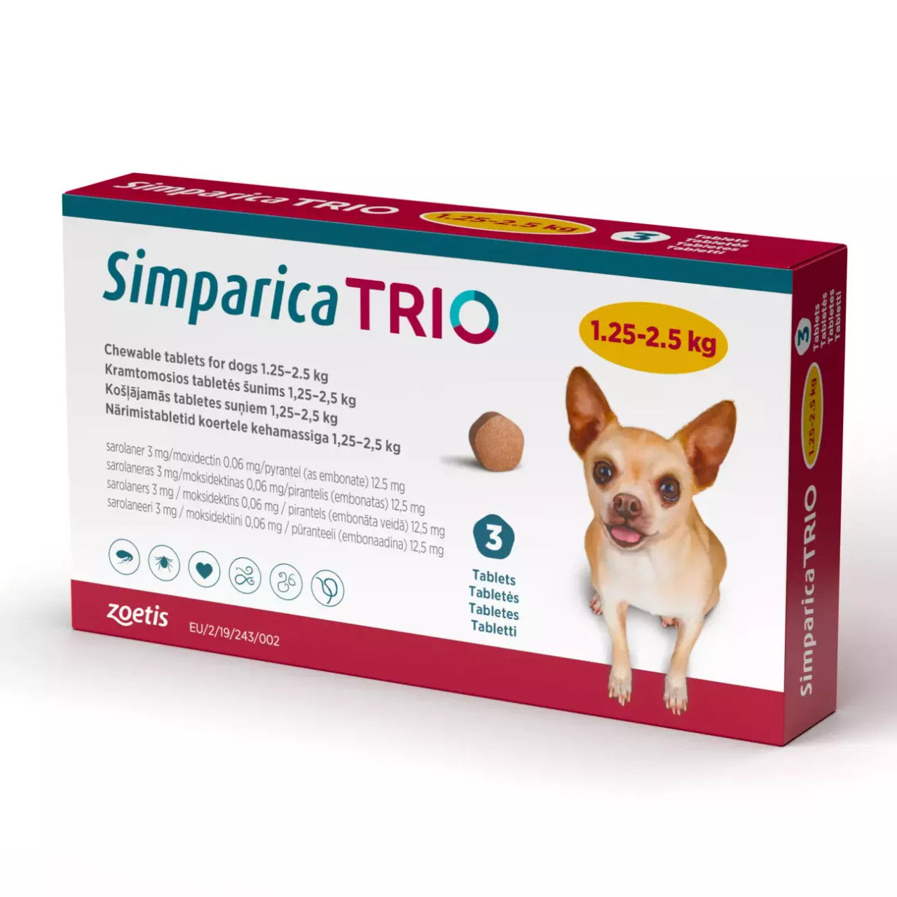 Simparica Trio Flea Tick Heartworm Prevention for Dogs