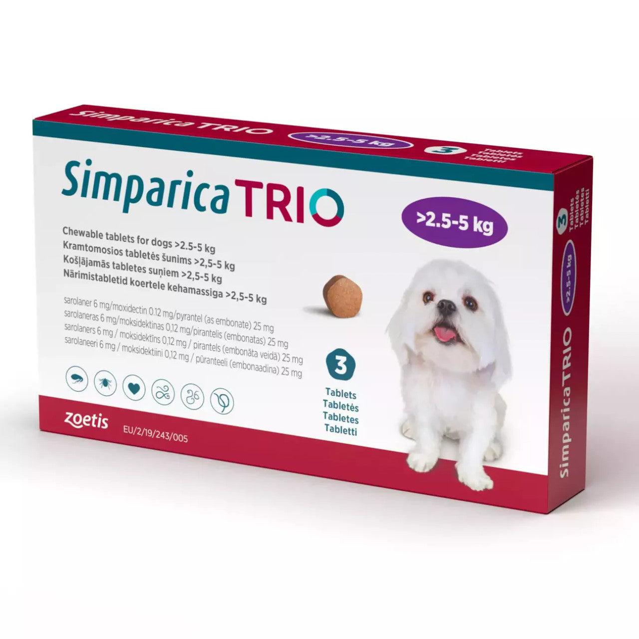 Simparica Trio Flea Tick Heartworm Prevention for Dogs