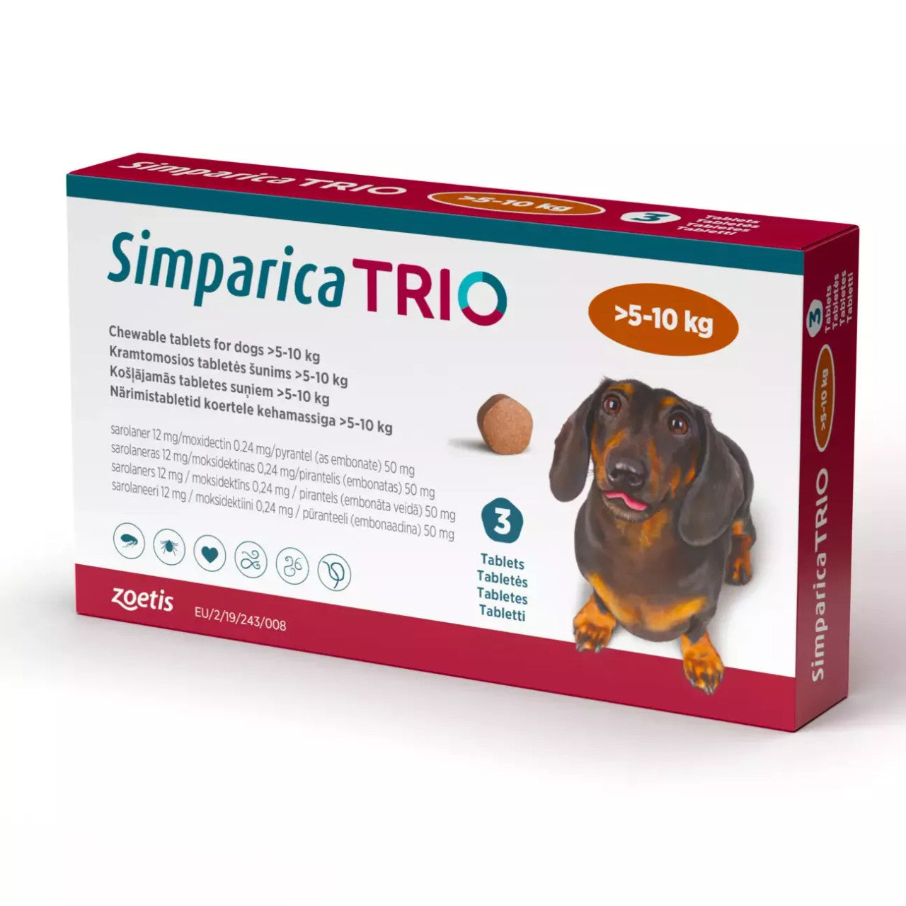 Simparica Trio Flea Tick Heartworm Prevention for Dogs