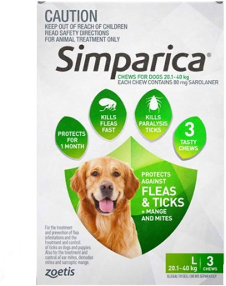 Simparica Chewable Fleas, Ticks & Mites Prevention for Dogs