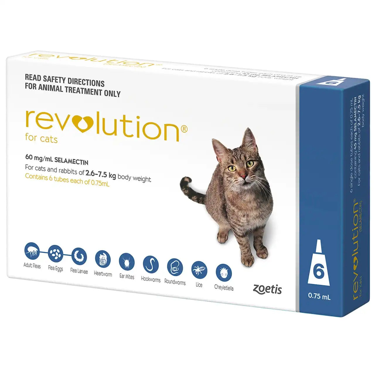 Revolution Heartworm Fleas Ticks Prevention for Cats Blue (5.1lbs to 15lbs)